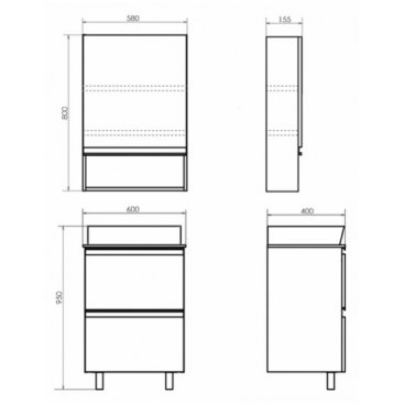 Мебель для ванной Comforty Эдинбург 60-Н 9055RA-50