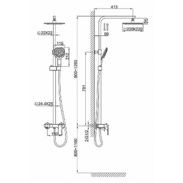 Душевая стойка D&K Berlin Technische DA1433715A02 черный