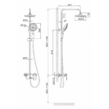 Душевая стойка D&K Durer DA1253701B06