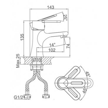 Смеситель для раковины D&K PaulinusDA1352141