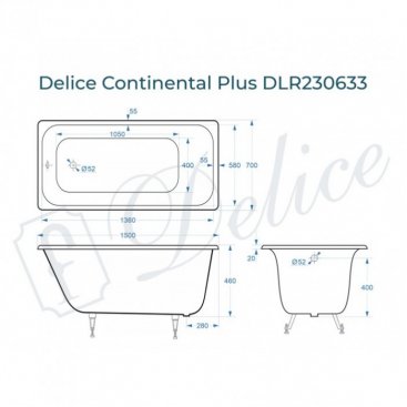 Ванна Delice Continental Plus 150x70