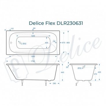 Ванна Delice Flex 170x80