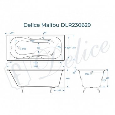 Ванна Delice Malibu 160x75