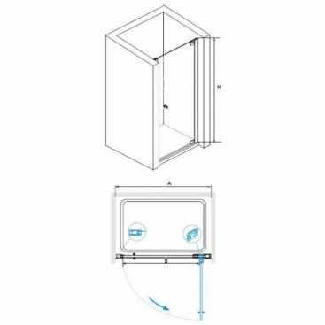 Душевая дверь Domustar EF-07 70 см прозрачное стекло