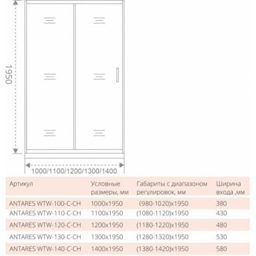 Душевой угол Good Door Antares WTW+SP+SP 110x80 см