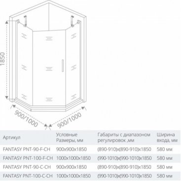 Душевой угол Good Door Fantasy PNT-100-C-CH