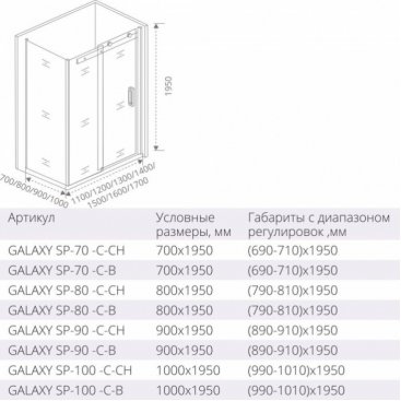 Душевая дверь Good Door Galaxy WTW-170-C-CH