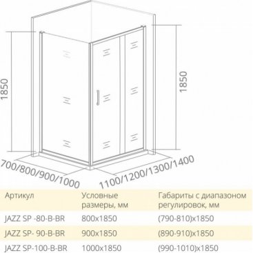 Душевой угол Good Door Jazz WTW+SP+SP 120x80 см