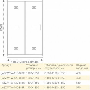 Душевой угол Good Door Jazz WTW+SP+SP 140x90 см