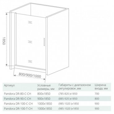 Душевая дверь Good Door Pandora DR-100-C-CH