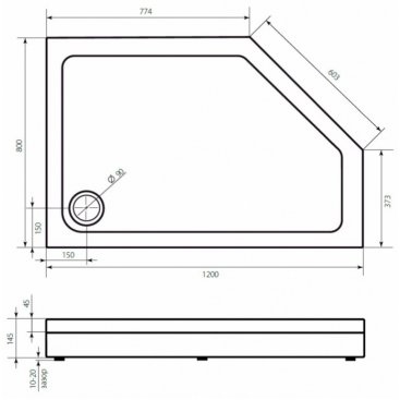 Душевой поддон Good Door Пента 120x80 см