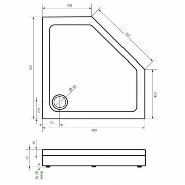 Душевой поддон Good Door Пента 90x90 см