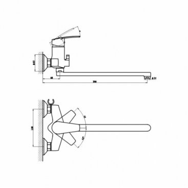 Смеситель для ванны Gross Aqua Nord 7517514С-35L(F)