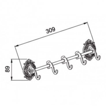 Планка с 5-ю крючками Hayta Gabriel Classic Bronze 13902-5/BRONZE
