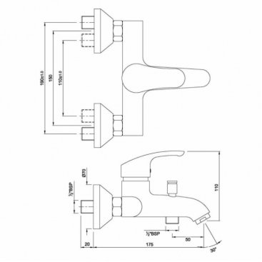 Смеситель для ванны Jaquar Eko EKO-CHR-33119 хром