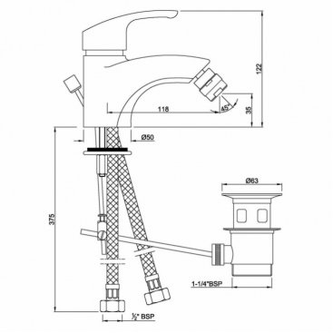 Смеситель для биде Jaquar Eko EKO-CHR-33213B хром