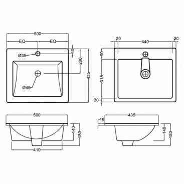 Раковина Jaquar Kubix-F KUS-WHT-35601