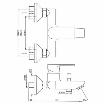 Смеситель для ванны Jaquar Lyric LYR-CHR-38119 хром