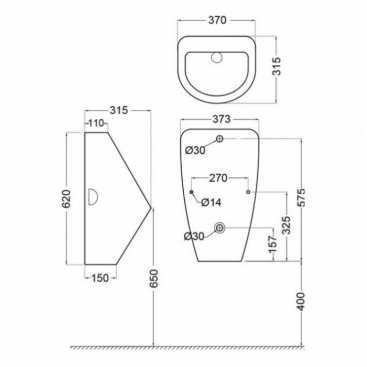 Писсуар подвесной Jaquar URS-WHT-13253O