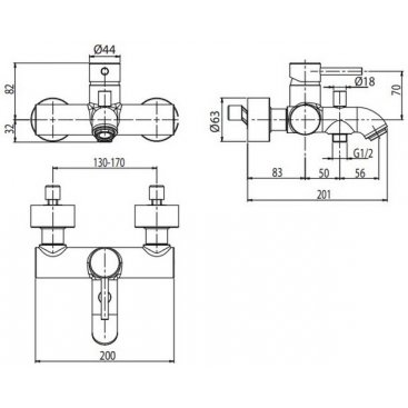 Смеситель для ванны M&Z Ditirambo DRB00500