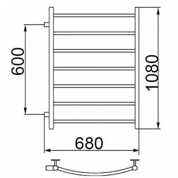 Полотенцесушитель Ника Arc ЛД 100/60 бок 60