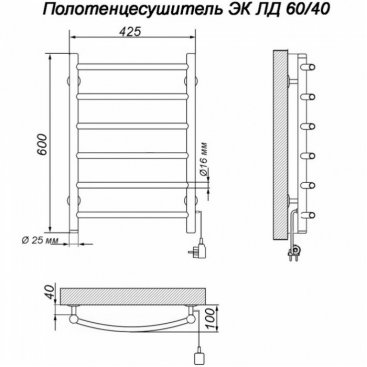 Полотенцесушитель электрический Ника Arc ЛД 60/40 каб