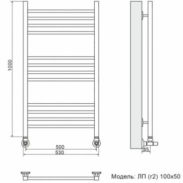 Полотенцесушитель Ника Classic ЛП Г2 100/50/53 черный с вентилями