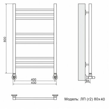 Полотенцесушитель Ника Classic ЛП Г2 80/40/43 черный с вентилями