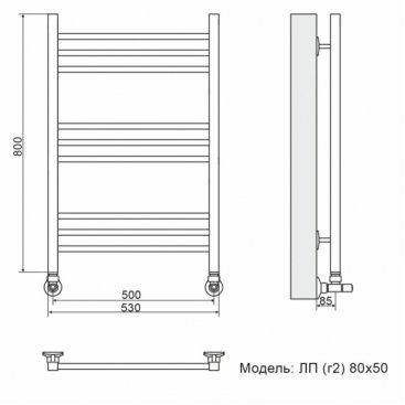 Полотенцесушитель Ника Classic ЛП Г2 80/50/53 черный с вентилями