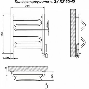 Полотенцесушитель электрический Ника Curve ЛЗ 60/40 каб