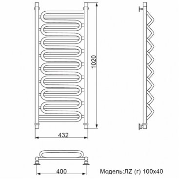 Полотенцесушитель Ника Curve ЛЗ Г 100/40/43