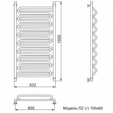 Полотенцесушитель Ника Curve ЛЗ Г 100/60/63