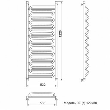 Полотенцесушитель Ника Curve ЛЗ Г 120/50/53