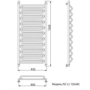 Полотенцесушитель Ника Curve ЛЗ Г 120/60/63