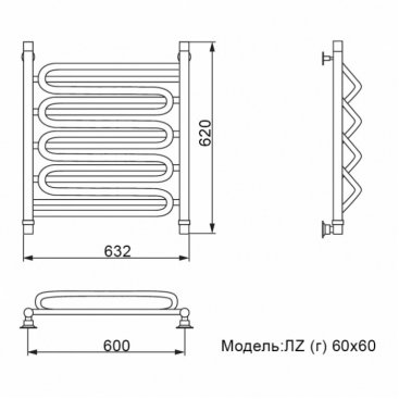 Полотенцесушитель Ника Curve ЛЗ Г 60/60/63