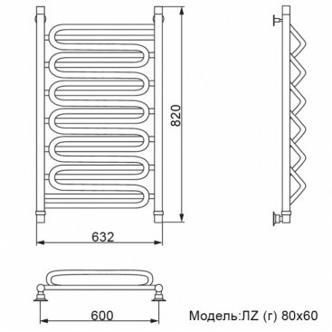 Полотенцесушитель Ника Curve ЛЗ Г 80/60/63