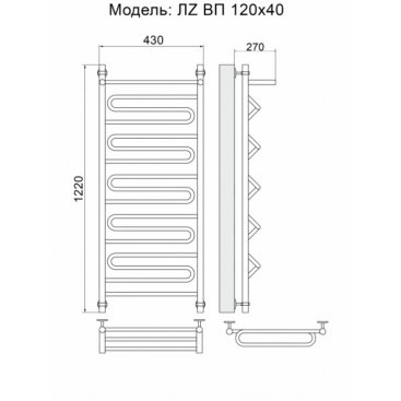 Полотенцесушитель Ника Curve ЛЗ ВП 120/40/43