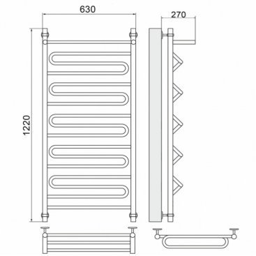 Полотенцесушитель Ника Curve ЛЗ ВП 120/60/63
