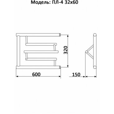 Полотенцесушитель Ника Econ ПЛ-4 32/60 с полочкой
