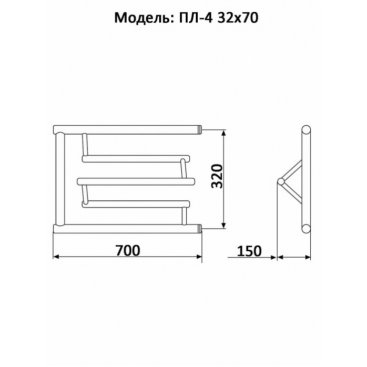 Полотенцесушитель Ника Econ ПЛ-4 32/70 с полочкой