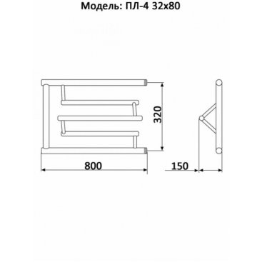 Полотенцесушитель Ника Econ ПЛ-4 32/80 с полочкой