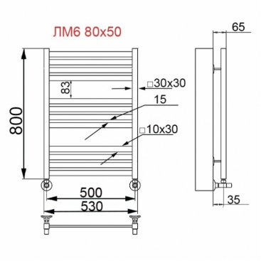 Полотенцесушитель Ника Modern ЛМ-6 80/50 белый с вентилями