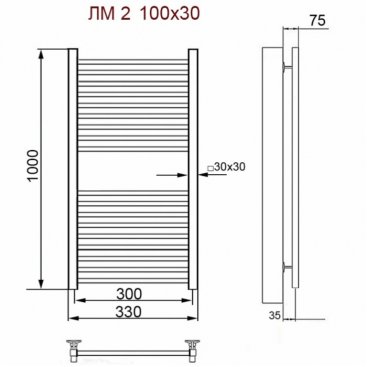 Полотенцесушитель Ника Modern ЛМ-2 100/30