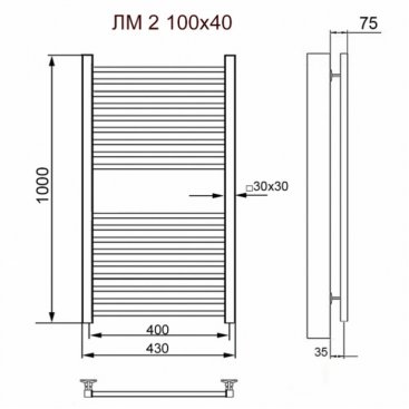 Полотенцесушитель Ника Modern ЛМ-2 100/40