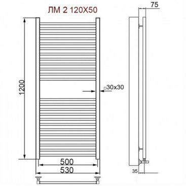 Полотенцесушитель Ника Modern ЛМ-2 120/50