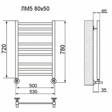 Полотенцесушитель Ника Modern ЛМ-5 80/50 белый с вентилями