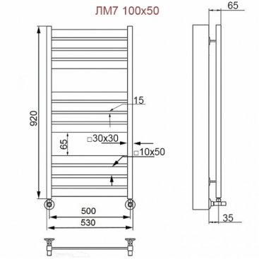 Полотенцесушитель Ника Modern ЛМ-7 100/50 белый с вентилями