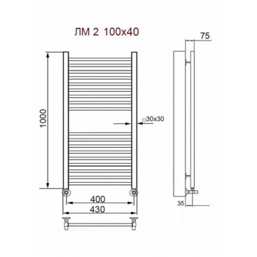 Полотенцесушитель Ника Modern ЛМ-2 100/40 белый с вентилями