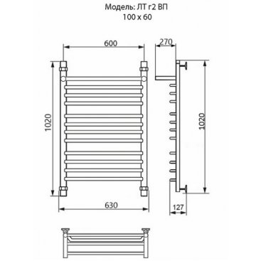 Полотенцесушитель Ника Trapezium ЛТ Г2 ВП 100/60