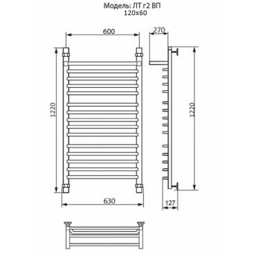 Полотенцесушитель Ника Trapezium ЛТ Г2 ВП 120/60